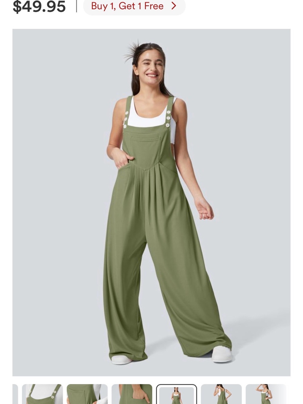 Olive Green Wide-Leg Overalls for Women